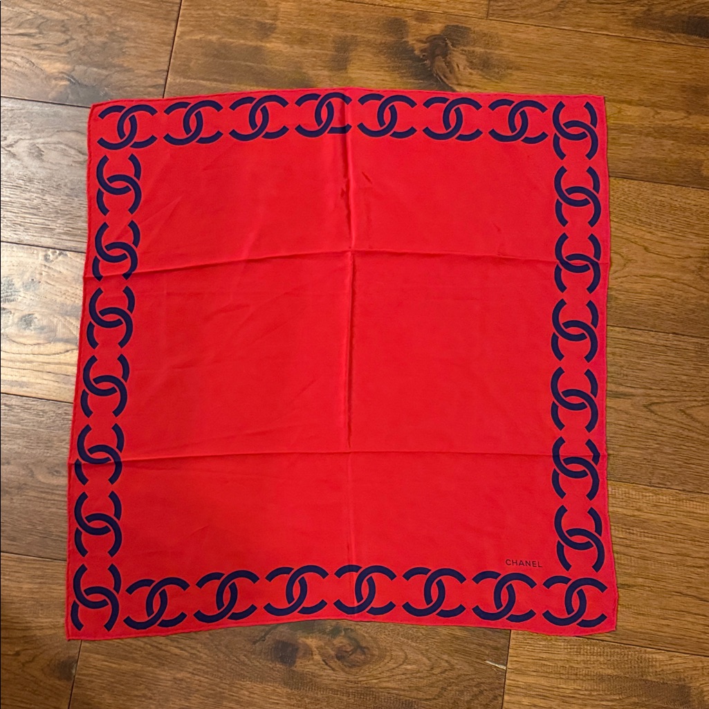Chanel Silk Square Scarf RedNavy Blue